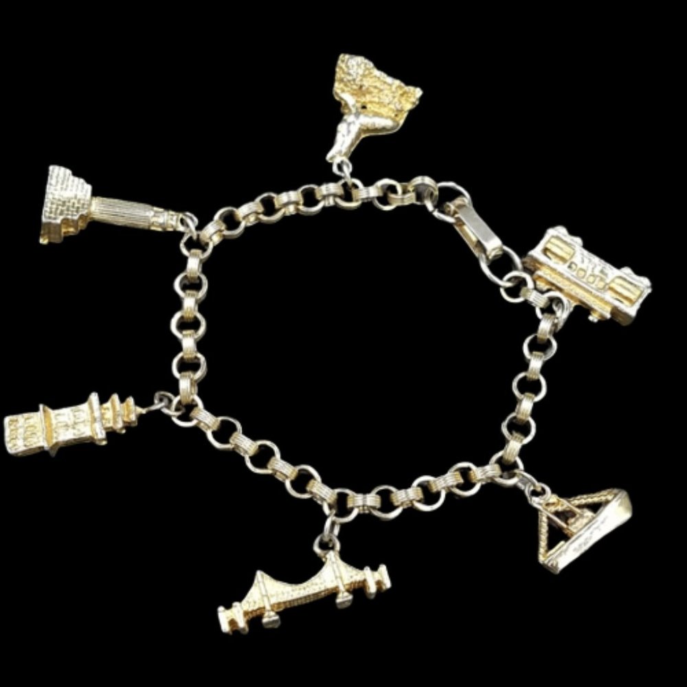 Vintage Travel Theme Charm Bracelet